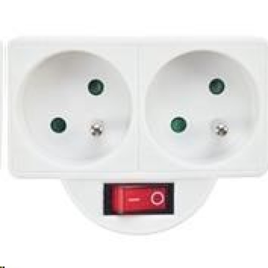 Solight rozbočka, 2x 10A, bílá, vypínač Solight rozbočka, 2x 10A, bílá, vypínač
