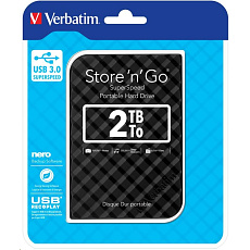 VERBATIM HDD 2.5"  2TB Store 'n' Go Portable Hard Drive USB 3.0, Black GEN II