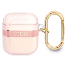 Guess TPU Printed Stripe pouzdro Airpods 1/2 růžové