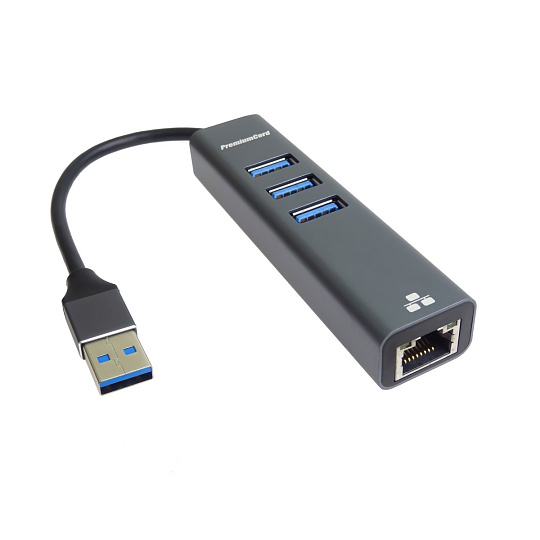 PREMIUMCORD Adaptér USB3.0 - LAN RJ45 ETHERNET 10/100/1000 MBIT + 3x USB3.0 port PREMIUMCORD Adaptér USB3.0 - LAN RJ45 ETHERNET 10/100/1000 MBIT + 3x USB3.0 port