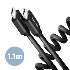 AXAGON BUCM-CM20TB, TWISTER kabel USB-C USB-C, 1.1m, USB 2.0, PD 60W 3A, ALU, tpe, černý AXAGON BUCM-CM20TB, TWISTER kabel USB-C USB-C, 1.1m, USB 2.0, PD 60W 3A, ALU, tpe, černý