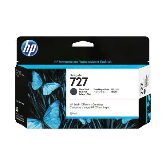 HP 727 Black Mate Ink Cart, 130 ml, B3P22A