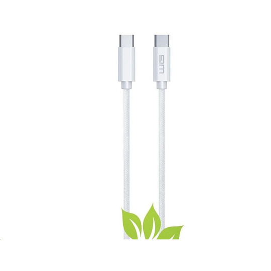 WG - Datový kabel Type-C (male) to Type-C (male) / 2m / 3A / cotton braided ECO / white