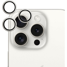 Epico hliníkové ochranné sklo na čočky fotoaparátu pro iPhone 15 Pro / 15 Pro Max stříbrná