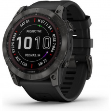 Garmin fenix 7X PRO Sapphire Solar Titan Carbon Gray/ Black Silicone Band Garmin fenix 7X PRO Sapphire Solar Titan Carbon Gray/ Black Silicone Band