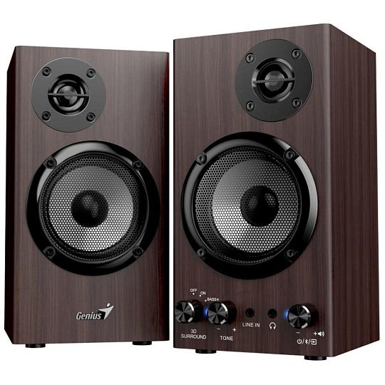 GENIUS Reproduktor SP-HF520BT, BT, 3.5mm jack, 20W, tmavé dřevo