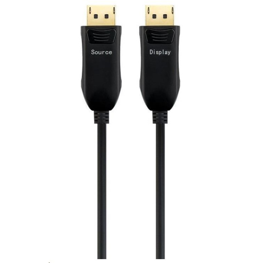 PREMIUMCORD Optický DisplayPort 1.3/1.4 přípojný kabel M/M, zlacené konekt. 30m