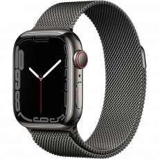 Apple Watch Series 7 Cellular 41mm grafitová ocel s grafitovým milánským tahem Apple Watch Series 7 Cellular 41mm grafitová ocel s grafitovým milánským tahem