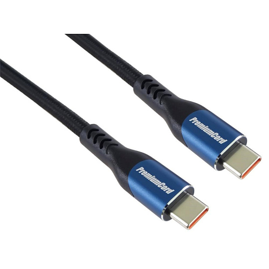 PremiumCord USB-C kabel ( USB 3.2 GEN 2x2, 5A, 100W, 20Gbit/s ) 1,5m, bavlněný oplet