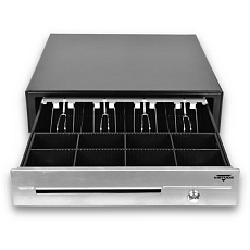 Virtuos pokladní zásuvka C430D - s kabelem, kovové držáky, nerez panel, 9-24V, černá Virtuos pokladní zásuvka C430D - s kabelem, kovové držáky, nerez panel, 9-24V, černá