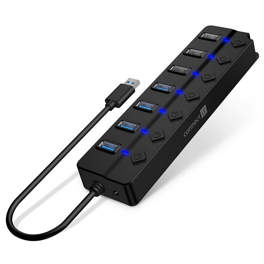 CONNECT IT USB Hub Mighty Switch 2, 4xUSB 3.0, 3xUSB 2.0, externí, černá CONNECT IT USB Hub Mighty Switch 2, 4xUSB 3.0, 3xUSB 2.0, externí, černá