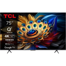 TCL 75C655 75" TV, 4K Ultra HD, QLED, Google TV, HDR, Bluetooth, WiFi, reproduktory ONKYO 2.1 se subwooferem