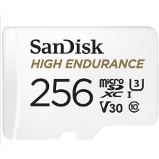 SanDisk MIcroSDHC karta 256GB High Endurance (R:100/W:40 MB/s, Class 10, U3 V30) + adaptér