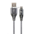 GEMBIRD Kabel CABLEXPERT USB 2.0 AM na Type-C kabel (AM/CM), 2m, opletený, šedo-bílý, blister, PREMIUM QUALITY