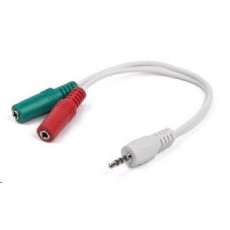 GEMBIRD Kabel CABLEXPERT rozdvojka jack 3,5mm (4 pólový) na 2x3,5mm M/F, 20cm, bíla GEMBIRD Kabel CABLEXPERT rozdvojka jack 3,5mm (4 pólový) na 2x3,5mm M/F, 20cm, bíla