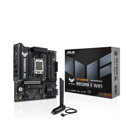 ASUS MB Sc AM5 TUF GAMING B850M-E WIFI, AMD B850, 4xDDR5, 2xDP, 1xHDMI, WiFi, mATX ASUS MB Sc AM5 TUF GAMING B850M-E WIFI, AMD B850, 4xDDR5, 2xDP, 1xHDMI, WiFi, mATX