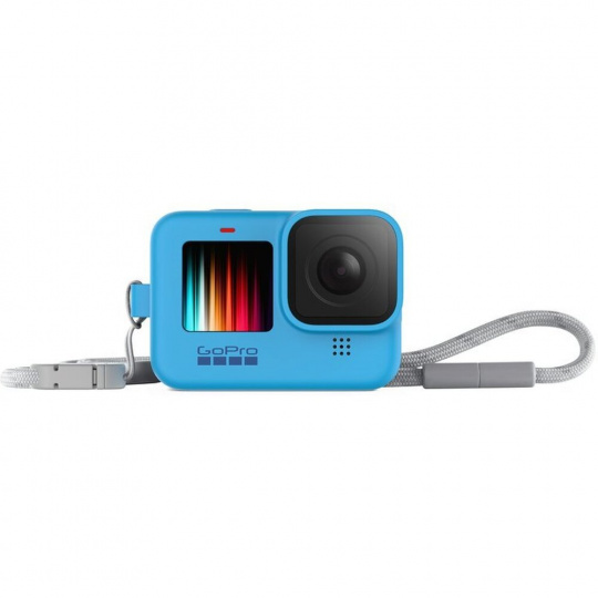 GoPro silikonové pouzdro + šnůrka, modré