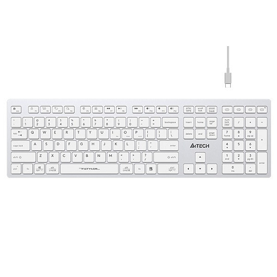 A4tech FBX50C, bezdrátová kancelářská klávesnice, bílá