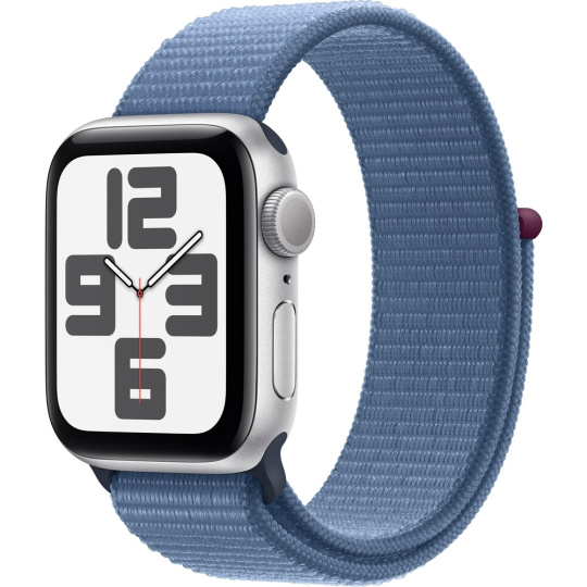 Apple Watch SE GPS 40mm Stříbrný hliník s ledově modrým provlékacím sportovním řemínkem