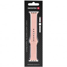 SWISSTEN silikonový řemínek pro Apple Watch 42-44 mm pískově růžový