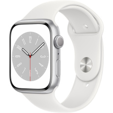 Apple Watch Series 8 45mm stříbrný hliník s bílým sportovním řemínkem Apple Watch Series 8 45mm stříbrný hliník s bílým sportovním řemínkem