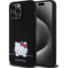 Hello Kitty Liquid Silicone Daydreaming Logo Kryt iPhone 15 Pro Max černý