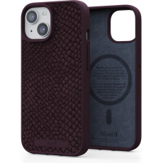 NJORD Salmon Leather Magsafe kryt iPhone 15 vínový