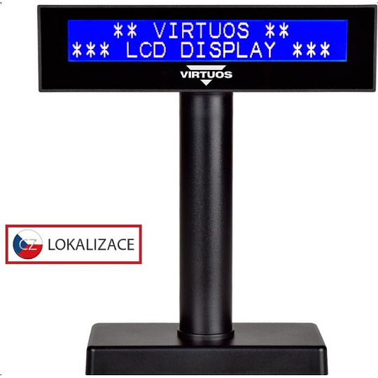 Virtuos LCD zákaznický displej Virtuos FL-2026MB 2x20, USB, černý Virtuos LCD zákaznický displej Virtuos FL-2026MB 2x20, USB, černý