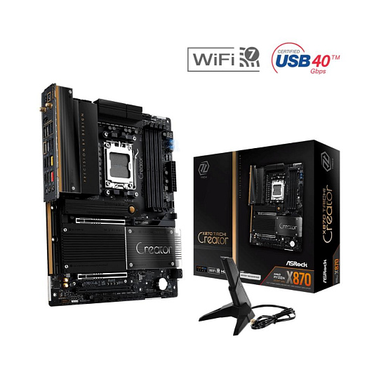ASRock MB Sc AM5 X870 TAICHI Creator, AMD X870, 4xDDR5, 1xHDMI, 2xUSB4, WI-FI, ATX ASRock MB Sc AM5 X870 TAICHI Creator, AMD X870, 4xDDR5, 1xHDMI, 2xUSB4, WI-FI, ATX