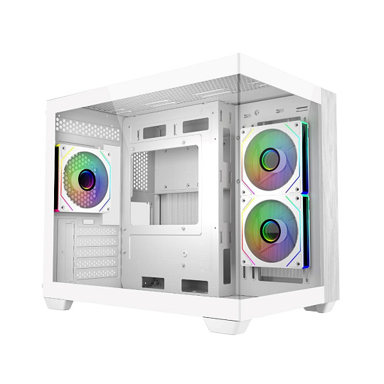 Cooler Master case Elite 481 Wood, ATX, Průhledná bočnice, 3x 120mm ARGB Fan, Bílá