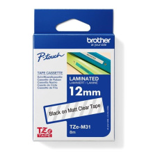 BROTHER TZEM31 - kazeta TZ šířky 12mm, laminovaná TZE-M31, průsvitná matná/černé písmo BROTHER TZEM31 - kazeta TZ šířky 12mm, laminovaná TZE-M31, průsvitná matná/černé písmo
