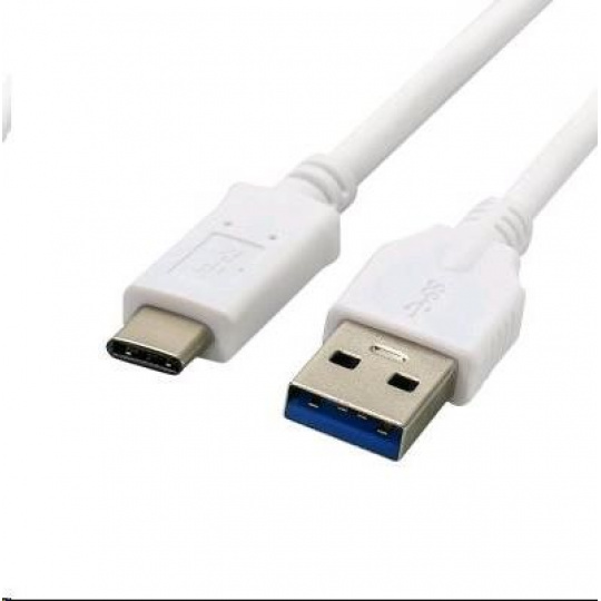 Kabel C-TECH USB 3.0 AM na Type-C kabel (AM/CM), 1m, bílý