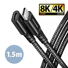 AXAGON BUCM32-CF15AB prodlužovací kabel USB-C (M) USB-C (F), 1.5m, USB 20Gbps, PD 240W 5A, 8K HD, ALU, oplet, černý AXAGON BUCM32-CF15AB prodlužovací kabel USB-C (M) USB-C (F), 1.5m, USB 20Gbps, PD 240W 5A, 8K HD, ALU, oplet, černý
