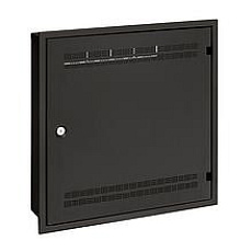 Solarix rozvaděč LC-18 do zdi s lištami 2U, 4U a 11U, 550x550 černá RAL9005 s rámečkem k zazdění LC-18-55-15-W-B