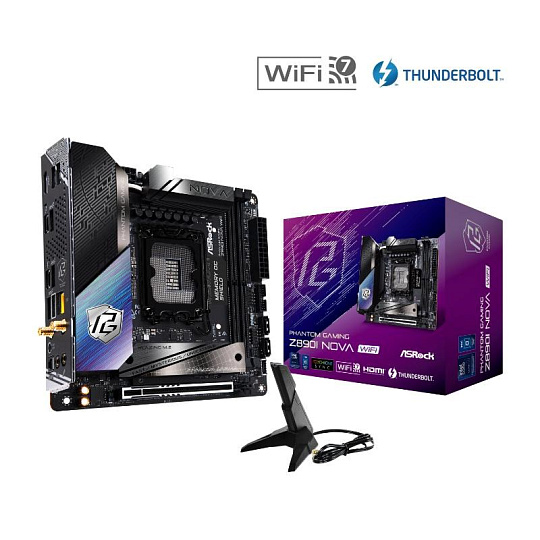 ASRock MB Sc LGA1851 Z890I NOVA WIFI, Intel Z890, 2xDDR5, 1xHDMI, 2xThunderbolt, WI-FI, mITX ASRock MB Sc LGA1851 Z890I NOVA WIFI, Intel Z890, 2xDDR5, 1xHDMI, 2xThunderbolt, WI-FI, mITX