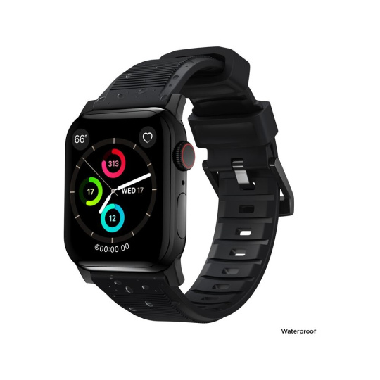 Nomad Rugged Strap silikonový řemínek Apple Watch 44/42 mm černý/černé přezky