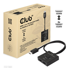Club3D Switch, HDMI na 2xHDMI Oboustranný 2v1, 8K60Hz, 4K120Hz