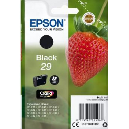 EPSON ink čer Singlepack "Jahoda" Black 29 Claria Home Ink EPSON ink čer Singlepack "Jahoda" Black 29 Claria Home Ink
