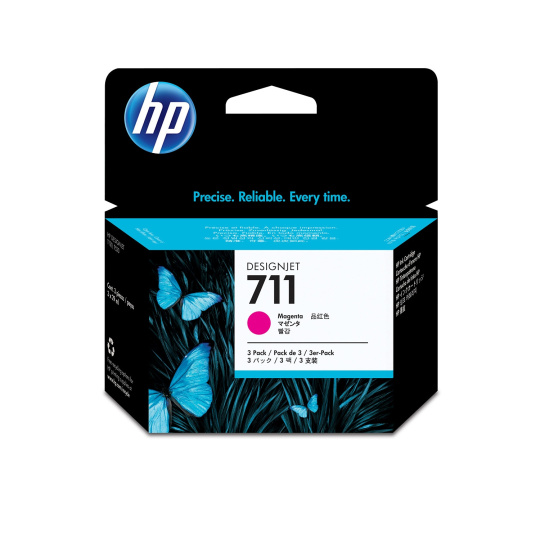 HP 711 Magenta DJ Ink Cart, 29 ml, 3-pack, CZ135A