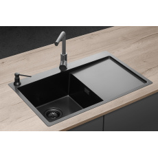 DNN1045dsl  Stainless steel sink with draining board NANO coat TITANIA left