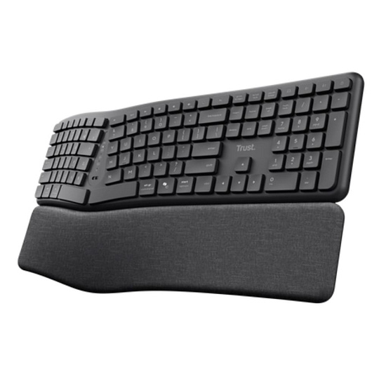 TRUST klávesnice Keyra, Ergonomická, Bezdrátová, US, černá TRUST klávesnice Keyra, Ergonomická, Bezdrátová, US, černá