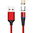 PREMIUMCORD Magnetický micro USB a USB-C nabíjecí a datový kabel 1m, červený