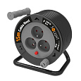 Solight prodlužovací přívod na bubnu 15m, 3 zásuvky, černý kabel, 3x 1,0mm2