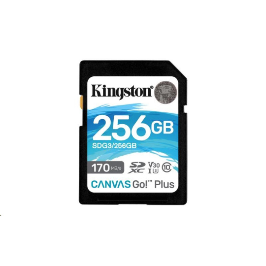 Kingston 256GB SecureDigital Canvas Go! Plus (SDXC) Card, 170R 90W Class 10 UHS-I U3 V30