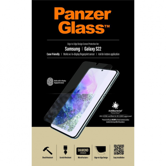 PanzerGlass™ Samsung Galaxy S22 (celolepené s funkčním otiskem prstů)