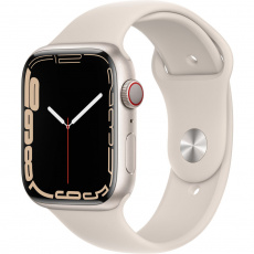 Apple Watch Series 7 Cellular 45mm bílý hliník s bílým sportovním řemínkem Apple Watch Series 7 Cellular 45mm bílý hliník s bílým sportovním řemínkem