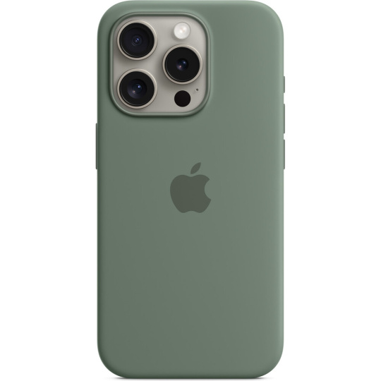 Apple silikonový kryt s MagSafe na iPhone 15 Pro cyprišově zelená