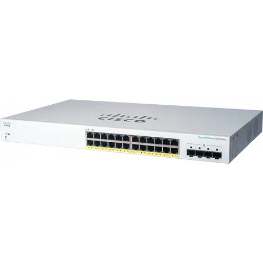 Cisco switch CBS220-24P-4G, 24xGbE RJ45, 4xSFP, PoE+, 195W - REFRESH