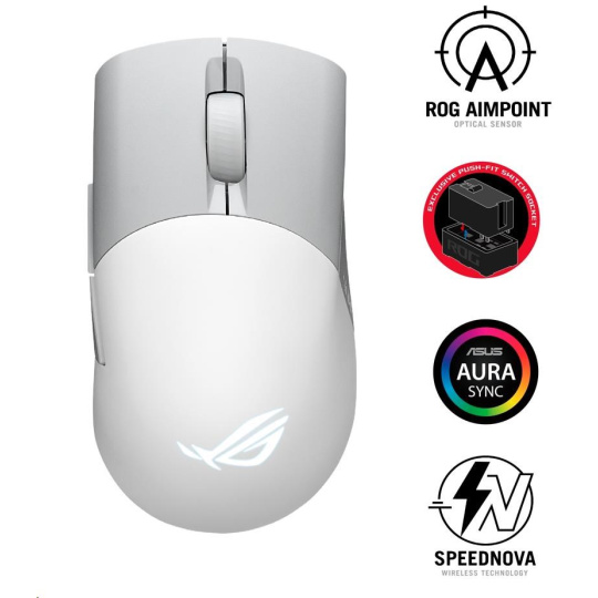 ASUS myš ROG KERIS WIRELESS AIMPOINT WHITE (P709), RGB, Bluetooth, bílá