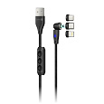 CONNECT IT Magnetický kabel PowerLink 3v1, USB-C / Lightning / MicroUSB, 2m, černá